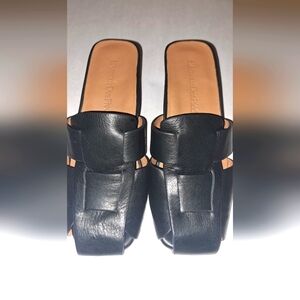 L'Amour Des Pieds Wavan Lamba Mules Slip On Black Leather Heeled Womens Size 7M